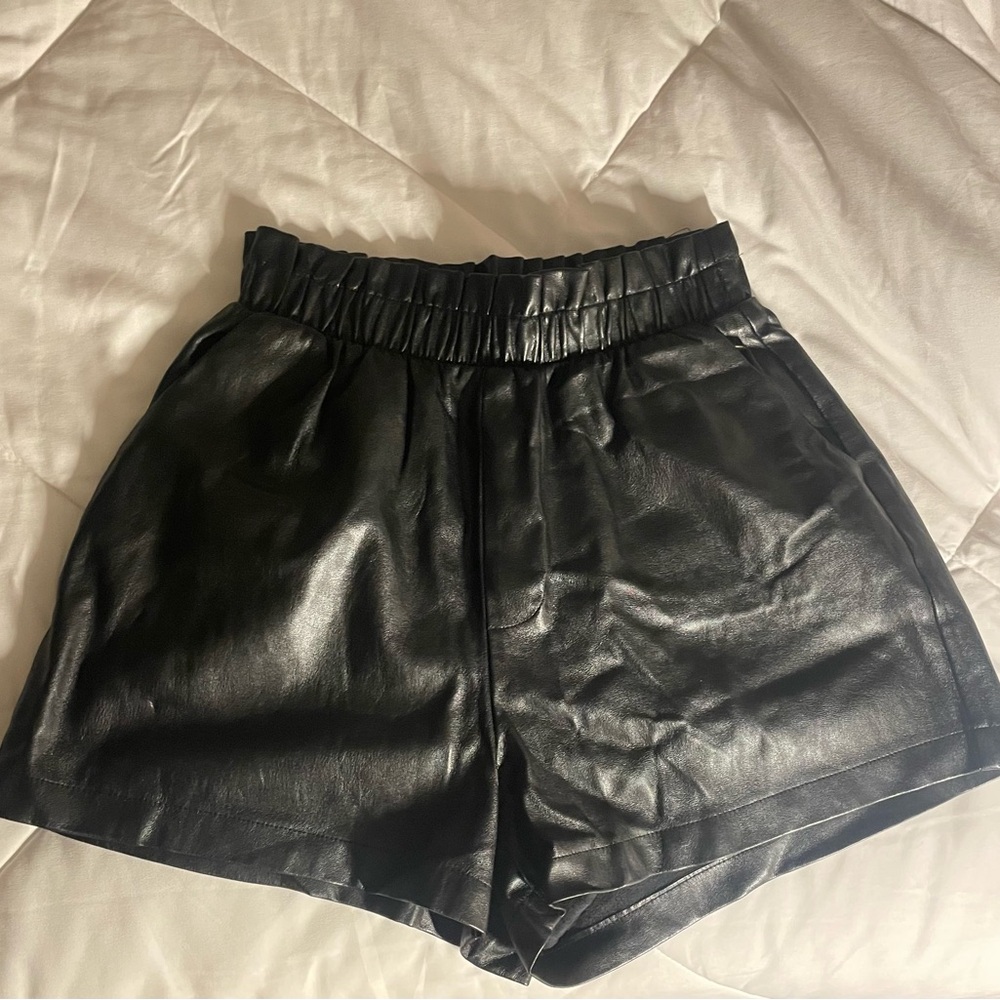 BB Dakota High Waist Black Leather Shorts